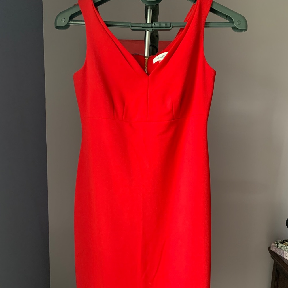 Calvin Klein Red Pencil Skirt Dress - 8 - Picture 2 of 4